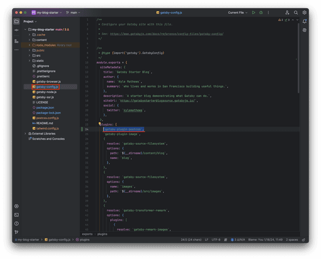 [4] gatsby-config.js 파일에 PostCSS 플러그인 추가